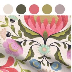 an image of a flower pattern with color swatches on the bottom and bottom half