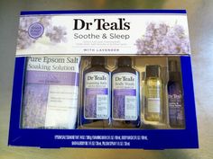 Up for auction is a Dr Teal's Soothe & Sleep Lavender 5 Pc Set New in box. Includes Epsom salt soak 14oz, Foaming bath 3 oz, body wash 3 oz, Moisturizing body oil 1 oz, pillow spray 1 oz. Please amil me with any questions and thanks for looking. Ships to the US via USPS priority mail with tracking and insurance. Lavender Epsom Salt, Sleep Spray, Moisturizing Body Oil, Foaming Bath, Pillow Spray, Bath Gift Set, Bath Gift, Foam Bath, Bath Oils