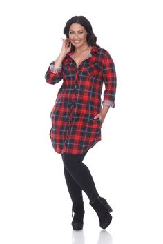 Refresh your wardrobe with this stylish and modern streetwear plaid button-down tunic for women. a timeless piece for casual or dressy occasions, it's sure to become one of your favorite go-to pieces. Tunics Online, Plaid Tunic, Plaid Dress Shirt, Unisex Baby Clothes, White Mark, Plaid Dress, Plaid Pattern, Tunic Top, Everyday Outfits