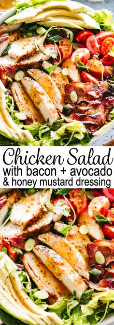 chicken salad with bacon, avocado and honey mustard dressing