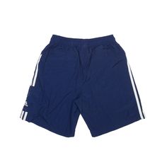 Item is in good used condition. Item has mesh linging. >Size: S >Waist Size: 26" >Inside Leg: 8" >Rise: 11" >Hem: 11" Casual Athletic Shorts With Three Stripes For Streetwear, Streetwear Athletic Shorts With Three Stripes, Adidas Logo Shorts For Summer Streetwear, Adidas Logo Athleisure Shorts For Streetwear, Casual Adidas Athletic Shorts, Cotton Athletic Shorts With Three Stripes For Sports, Sporty Adidas Logo Shorts For Streetwear, Sporty Blue Breathable Bottoms, Sporty Blue Training Bottoms