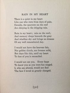 an open book with the words rain in my heart