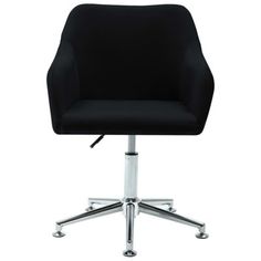 a black office chair with chrome legs