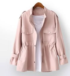 Korean Girl Style, Pola Jaket, Celana Jogger Wanita, Chic Winter Coat, Mode Rose, Transitional Dressing, Womens Windbreaker, Stylish Coat, Pink Jacket