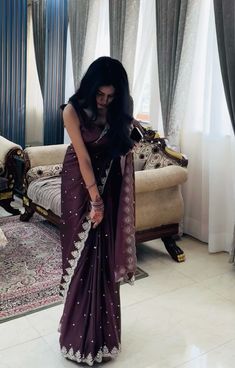 Wine Saree, Indian Fits, Fav Color, Simple Sarees, Traditional Indian Outfits, Indian Gowns Dresses, Instagram My Story, Indian Gowns