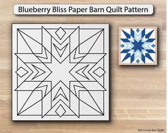 the blueberry bliss paper quilt pattern is shown next to it's matching block