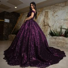 Dark Purple Quince, Dark Purple Ball Gown, Dark Purple Quinceanera Dresses, Plum Wedding Dresses, Purple Quince Dress, Dark Purple Wedding, Purple Ball Gown, Purple Quinceanera