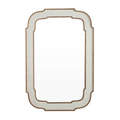 an oval shaped mirror on a white background