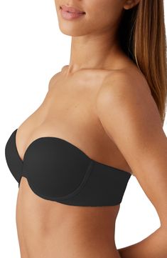 Push-up cups enhance your silhouette in this smooth, plunging bra that's an essential for strapless outfits. Removable, convertible straps Lined 77% nylon, 23% spandex Hand wash, line dry Imported Sleek Bra With Removable Pads, Strapless Outfits, Future Foundation, Push Up Strapless, Push Up Strapless Bra, Medical Grade Silicone, Fair Games, Top Band, Plunge Neckline