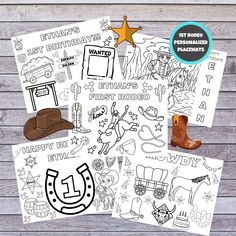 cowboy themed coloring pages for kids to print out and color on with the word happy birthday