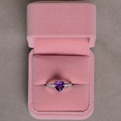 This is a gorgeous handmade creation. Its beauty is its simplicity & Elegance. The 8 mm heart cut faceted natural amethyst is crafted in solid sterling silver and with rhodium plated. All item is sent in a beautiful gift box You can realize more lovely stuff clicking the link https://www.etsy.com/shop/knightjewelry?refshopsection_shophome_leftnav Please leave the correct address and you phone number for delivering successfully. Quartz Ring Engagement, February Birthstone Ring, November Birthstone Ring, Quartz Engagement Ring, Gemstone Ring Silver, Ring Purple, Sterling Silver Promise Rings, London Blue Topaz Ring, Purple Crystal