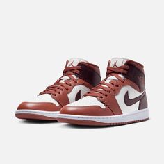 Style No. BQ6472-200 Color: Dusty Peach/Night Maroon/Sail/White The Air Jordan 1 Mid brings full-court style and premium comfort to an iconic look. Its Air-Sole unit cushions play on the hardwood, while the padded collar gives you a supportive feel. Air Jordan 1 Mid Women's Shoes. Tenis Nike Jordan, Jordan 1 Orange, Air Jordan 1 Mid Women, Original Air Jordans, Wmns Air Jordan 1, Mid Shoes, Dusty Peach, Air Jordans Women, Jordan Model