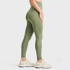 Seamless Active Leggings - High Waisted - Petite Length - Military Green - Freddy USA Seamless Activewear, Ripped Jeans High Waisted, Flattering Pants, Morning Run, Sustainable Fabric, Morning Running, Yoga Session, Active Leggings, Top Cropped