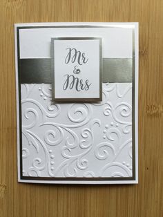 a card with the words mr and mrs on it