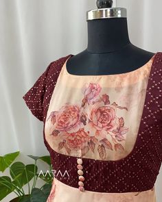 Customised chiffon gown with embroidered yoke. Flowy, chick , subtle yet vibrant. Yoke Kurti Designs Cotton, Festive Cotton Blouse With Yoke Detail, V Yoke Gathered Kurti, Festive Cotton Dress With Yoke Detail, Neck Reference, Embroidered Yoke Kurta, Churidar Neck, Kalamkari Dresses, Churidar Neck Designs