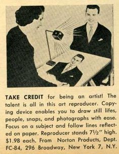 an old advertisement from the 1950's showing two men at a desk