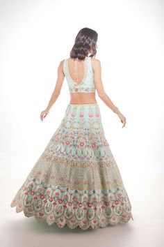 A silk lehenga with zardozi, sequins, and resham embroidery paired with a matching blouse and net dupatta with a floral border From Chamee and Palak The Wedding Edit collectionDELIVERY TIMEPlease allow 8-12 weeks for your outfit to arrive.FABRIC DETAILSSilk And NetProfessional cleaning only. Pista Green Sets For Reception Navratri, Embroidered Dola Silk Sharara For Reception, Pista Green Sets For Reception During Navratri, Pista Green Sets For Reception And Navratri, Chanderi Lehenga For Reception And Transitional Season, Dola Silk Sets With Cutdana For Reception, Silk Sharara With Dori Work For Reception, Anarkali Style Embroidered Sharara For Reception, Floor-length Embroidered Sets For Reception