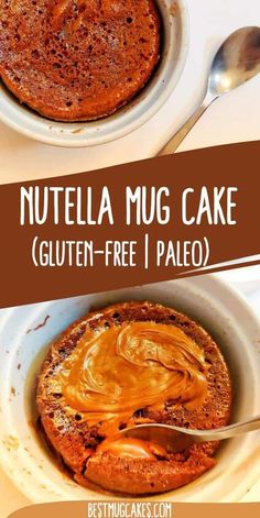 nutella mug cake with gluten - free paleo sauce in a bowl