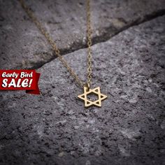 SALE! Gold necklace, Magen David necklace, dainty #jewelry #necklace @EtsyMktgTool http://etsy.me/2gFcyx8 Minimalist Handmade Gold Charm Necklace, Yellow Gold Star Of David Charm Necklace Gift, Yellow Gold Star Of David Charm Necklace, Handmade Gold Necklace For Gift, Gold Plated Nickel-free Charm Necklace For Gift, Star Of David Charm Jewelry Gift, Minimalist 14k Gold Star Of David Necklace, Gold Star Of David Charm Necklace With Delicate Chain, Gold Sterling Silver Star Of David Necklace