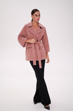 Description: A timeless wardrobe staple, this cashmere/wool coat exudes luxe sophistication. Pastel colors and classic fit - perfect fresh addition to new season's wardrobe. Product Details: Outer Fabric: 64% Cashmere, 33% Wool, 3% Elastane Lined for comfort with light insulation Please note: product color may slightly vary due to photographic lighting sources or your monitor settings. Length: 27.5 inch/70 cm Dropped shoulder sleeve Sleeve type length: 7/8. The length may be full (it is possible Luxury Pink Notch Lapel Outerwear, Luxury Pink Outerwear With Notch Lapel, Luxury Pink Single Breasted Outerwear, Luxury Pink Single-breasted Outerwear, Luxury Pink Outerwear For Office, Chic Spring Cashmere Outerwear, Chic Pink Business Outerwear, Elegant Pink Business Outerwear, Cashmere Wool Coat For Office In Winter