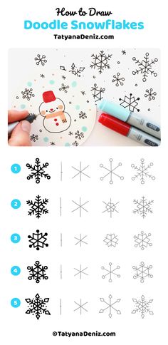 how to draw doodles snowflakes with markers