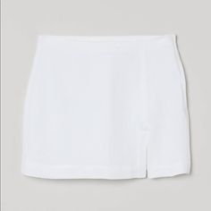 Short-Fitted Skirt High Waist Conceal Zipper At One Side Short Slit At One Side Of Front Lined Color: White White Jean Skirt, Studded Skirt, Brown Mini Skirt, Vegan Leather Skirt, Embellished Skirt, Skirt High Waist, Hm Skirt, Black Denim Skirt, Pencil Skirt White