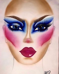 "80's Glam inspired Makeup Face Chart 100% Hand Drawn Created Only Using Makeup Products/Cosmetics  8.5\"x11\"" Stitch Disney Makeup, Easy Drag Makeup, Easy Drag Queen Makeup, Drag Inspired Makeup, Pre Shower Makeup Ideas, Funny Makeup Looks, Moody Wedding Makeup, Drag Queen Makeup Looks, 80s Glam Makeup