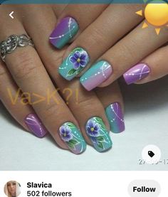 Nail Art Designs Images, Unghie Nail Art, Purple Nail Art, Summer Gel Nails, Finger Nail Art, Butterfly Nail Art, Nail Art Designs Videos