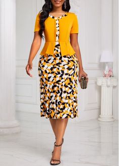 Color:Orange;Size:S;Size:XXL;Package Contents:1 X Dress;Occasion:Other;Style:Casual; Orange Bodycon Dress, Church Dress, Dress Work, Fashion Dresses Online, Stylish Party, Classy Dress Outfits, Printed Bodycon Dress, African Style, Printing Design