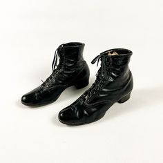 -SO SO GOOD! -black victorian ankle boots -they are in good vintage condition, they do have some allover dirt / scuffs as they are over 100 years old. Sold AS IS. There is also some wear to the heels. -marked a size 9, please see measurements below to be sure, i think they would fit a contemporary US 8 -footbed measures 10 inches, width at ball of foot is 3.25 inches and the heel measures 1.25 inches Vintage Fitted Boots With Low Heel, Vintage Low Heel Fitted Boots, Vintage Fitted Low Heel Boots, Victorian Boots For Formal Fall Occasions, Victorian Black Boots For Formal Occasions, Vintage Boots With Leather Sole And Low Heel, Vintage High Ankle Boots For Formal Occasions, Black Victorian Boots For Formal Occasions, Victorian Almond Toe Fitted Boots