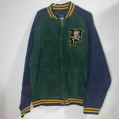 Rare Polo Ralph Lauren St. Andrew Pirate Sherpa Varsity Jacket Green Blue Size: Xxl Condition: New With Tags. Details: Pockets On The Sides, Snap Front. Measures 32" Long, Sleeves Are 30.5" And Armpit To Armpit Is 29.5" Green Patchwork Outerwear For College, Winter Fleece Varsity Jacket With Long Sleeves, Green Patchwork Varsity Jacket For Winter, Green Long Sleeve Varsity Jacket With Patchwork, Green Long Sleeve Patchwork Varsity Jacket, Winter Fleece Outerwear For College, Green Winter Varsity Jacket With Pockets, Green Varsity Jacket With Pockets For Winter, Green Winter Outerwear For College