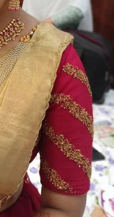 Rani Colour Saree Contrast Blouse, Beats Blouse Design, Simple Work For Pattu Blouses, Amrodary Designs Blouse, Cross Lines Maggam Work Designs, Simple Aari Work Blouse Design For Pattu Saree, Simple Aari Blouse Designs, Simple Work Blouse Designs, Blouse Aari Work Design