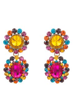 EYE CANDY LOS ANGELES Cascade Crystal Double Drop Earrings | Nordstromrack Crystal Statement Earrings, Alloy Earrings, Colorful Jewelry, Colorful Earrings, Victorian Jewelry, Keep Jewelry, Collar Necklace, Crystal Earrings, Stones And Crystals