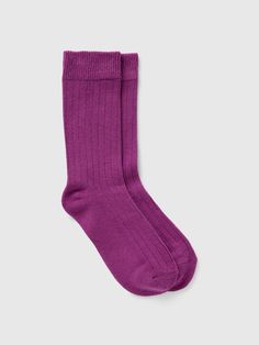 Supersoft cotton-blend crew socks.  Ribbed top.  Reinforced toe and heel.  Certain styles have allover prints.  This product was made in a factory that runs the Gap Inc.  P. A. C. E.  Personal Advancement & Career Enhancement) program.  P. A. C. E.  is our educational program that helps the women who make our clothes build the skills, knowledge, confidence & resilience needed to advance in work & life.  Learn more here.  For more fit and sizing info, check out our Size Guide. Ribbed Top, Everyday Luxuries, Toddler Gifts, Gap, Crew Socks, Old Navy, Baby Toddler, Lilac, Cotton Blend