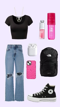 Easy school outfit💕 #school #outfit #trendy #fyp #pink Grade 8 Back To School Outfits, Back To School Outfit Collage, Outfits For Sixth Graders, Cute Elementary School Outfits, Cute Pink School Outfits, Back To School Outfits Bulletin Boards, Bake To School Outfit, Outfit Ideas For School Colorful, Back To School Outfits For 12-13