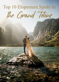 Pin links to post about the top places to hold an elopement ceremony in the grand Tetons Yellowstone National Park Wedding, National Parks Elopement, Elopement National Park, Yellowstone Elopement, Mountain Wedding Elopement, National Parks Wedding, Wyoming Elopement, Yellowstone Wedding