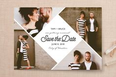 a photo collage with the words save the date written in black and white on it