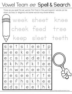 a worksheet with words and pictures to help students learn how to read the word search