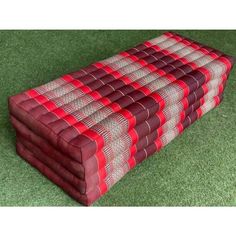 Futon Four Fold Dark Red and Red 2.5 Thick : 46 Wide x 76Long Thai Kapok Mattress, Asian Pillow, Thai Triangle Cushion, Red Thai, Red Tapestry Bag, Rectangular Shape, Triangle Pillow, Futon, Dark Red, Mattress