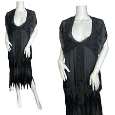 A fabulous 1920s flapper dress that would appear to be an historic cut and shut meaning that two damaged dresses were put together to make one wearble dress.  The bottom of the dress appears to be from a French made beaded flapper dress and is cotton muslin. The body of the dress is silk, possibly an original slip as it appears to have some age, but it could have been made as late as 1990 (this came from a vintage shop that closed in 1991 and the owner bought it as is  prior to shop closure).  T Summer Gatsby Style Flapper Dress With Fringe, Fitted Beaded Fringe Flapper Dress For Summer, Embellished 1920s Style Summer Dresses, 1920s Embellished Summer Dresses, 1920s Style Embellished Summer Dresses, Summer Flapper Style Beaded Dresses, Vintage Embellished Flapper Dress For Summer, Vintage Summer Evening Flapper Dress, 1920s Style Summer Flapper Dress