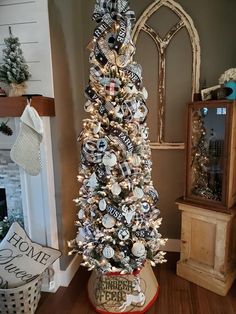 a decorated christmas tree in a living room