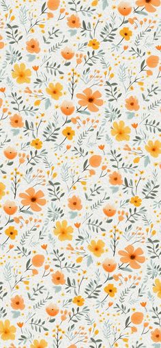 an orange and yellow flower pattern on a white background