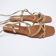 New With Tags 3645/710 Price Is Firm No Offers P967 Chic Strap Sandals For Beach, Gold Ankle Strap Lace-up Sandals For The Beach, Gold Lace-up Sandals With Ankle Strap For Beach, Gold Lace-up Ankle Strap Sandals For The Beach, Gold Lace-up Sandals For Beach, Gold Lace-up Sandals With Round Toe For Beach, Gold Open Toe Lace-up Beach Sandals, Zara Toe Post Sandals For Summer, Gold Strappy Lace-up Sandals For Vacation