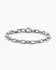 DY Madison® Chain Bracelet in Sterling Silver, 5.5mm Classic Sterling Silver Cable Chain Bracelets, Classic Bracelets With Rectangular Silver Chain Links, Classic Sterling Silver Bracelet With Cable Chain, Timeless White Gold Chain Link Bracelet, Timeless Silver Chain Bracelet, Timeless Sterling Silver Jubilee Bracelet With Oval Links, Timeless White Gold Cable Chain Bracelet, Classic Chain Link Bracelet With Sterling Silver Clasp, Classic Polished Chain Link Bracelets