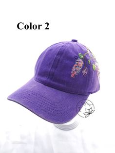 Hand Embroidery Lilac Hat, Dark Purple Color Baseball Cap, Embroidered Flower Hat, Vintage Hat for Woman - Etsy Vietnam Embroidered Cotton Hat With Curved Brim, Embroidered Cotton Fitted Hat With Curved Bill, Embroidered Cotton Baseball Cap, Embroidered Cotton Fitted Baseball Cap, Embroidered Cotton Fitted Hat With Curved Brim, Adjustable Purple Cap, Cotton Hats With Custom Embroidery And Curved Brim, Floral Embroidery Cotton Snapback Hat, Cotton Snapback Hat With Floral Embroidery