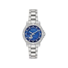 Capture attention with this Bulova women's crystal accent blue Mother of Pearl dial bracelet watch. Click on this JEWELRY & WATCHES GUIDE to learn about fit, styles, materials and more! Capture attention with this Bulova women's crystal accent blue Mother of Pearl dial bracelet watch. Click on this JEWELRY & WATCHES GUIDE to learn about fit, styles, materials and more! FEATURES Non-functional subdials Stone type: crystalDISPLAY Dial type: Mother-of-pearl Face cover material: mineral crystalCASE Blue Diamond Watch With Round Dial, Elegant Round Diamond Watch With Crystal Accents, Elegant Round Diamond Watch With Crystal, Elegant Round Crystal Diamond Watch, Blue Diamond Watch With Diamond Hour Markers For Anniversary, Blue Diamond Watch For Anniversary, Round Crystal Watch As Gift, Crystal Watch As A Gift, Elegant Blue Diamond Watch For Anniversary