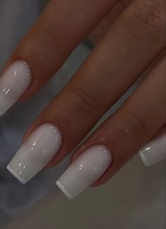 Lori Harvey French Nails, Sheer White French Tip Nails, Neutral Nails Acrylic French Tips, Milk White Short Acrylic Nails, Acrylic Wrap Nails, Frosty Acrylic Nails, White Nails On Tan Skin, Short Classy Nail Ideas, Full Acrylic Set Nails