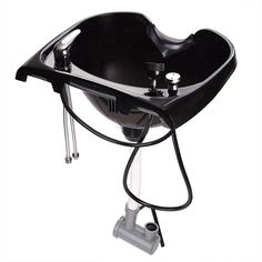 a black bowl with a hose attached to it