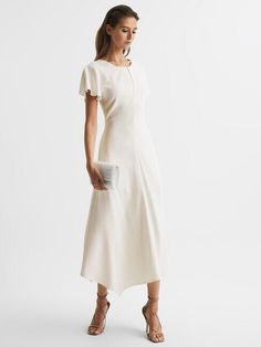 #ad Premium Quality REISS Eleni Ivory Open Back Midi Party Dress Crepe Cap Sleeve 14 42 �228, Fashion Dress White Caps, Maxi Dress Online, Sleeve Maxi Dress, Sleeve Midi Dress, Capped Sleeve Dress, Dress Shapes, Midi Dress With Sleeves, Maxi Dress With Sleeves, 404 Page Not Found