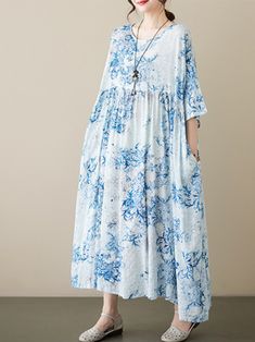 The Highest Hopes Women's Cotton Floral Smock Dress is a beautiful and stylish dress made from high-quality cotton material. The dress features a lovely blue color that is both soothing and refreshing. Its retro style. combined with a floral pattern. adds a touch of elegance and sophistication to the overall design. The smock dress style provides a comfortable and relaxed fit. making it perfect for casual events or even a day out with friends. The floral pattern is eye-catching and adds a femini Retro Pattern, Smock Dress, Stylish Dresses, Blue Fashion, Retro Style, Dress Making, Cotton Material, Smocking, Dresses For Sale